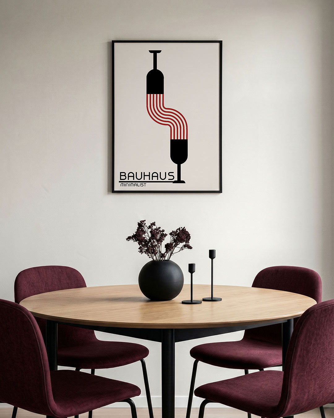 Lijnen en vormen – staande Bauhaus poster voor aan de muur