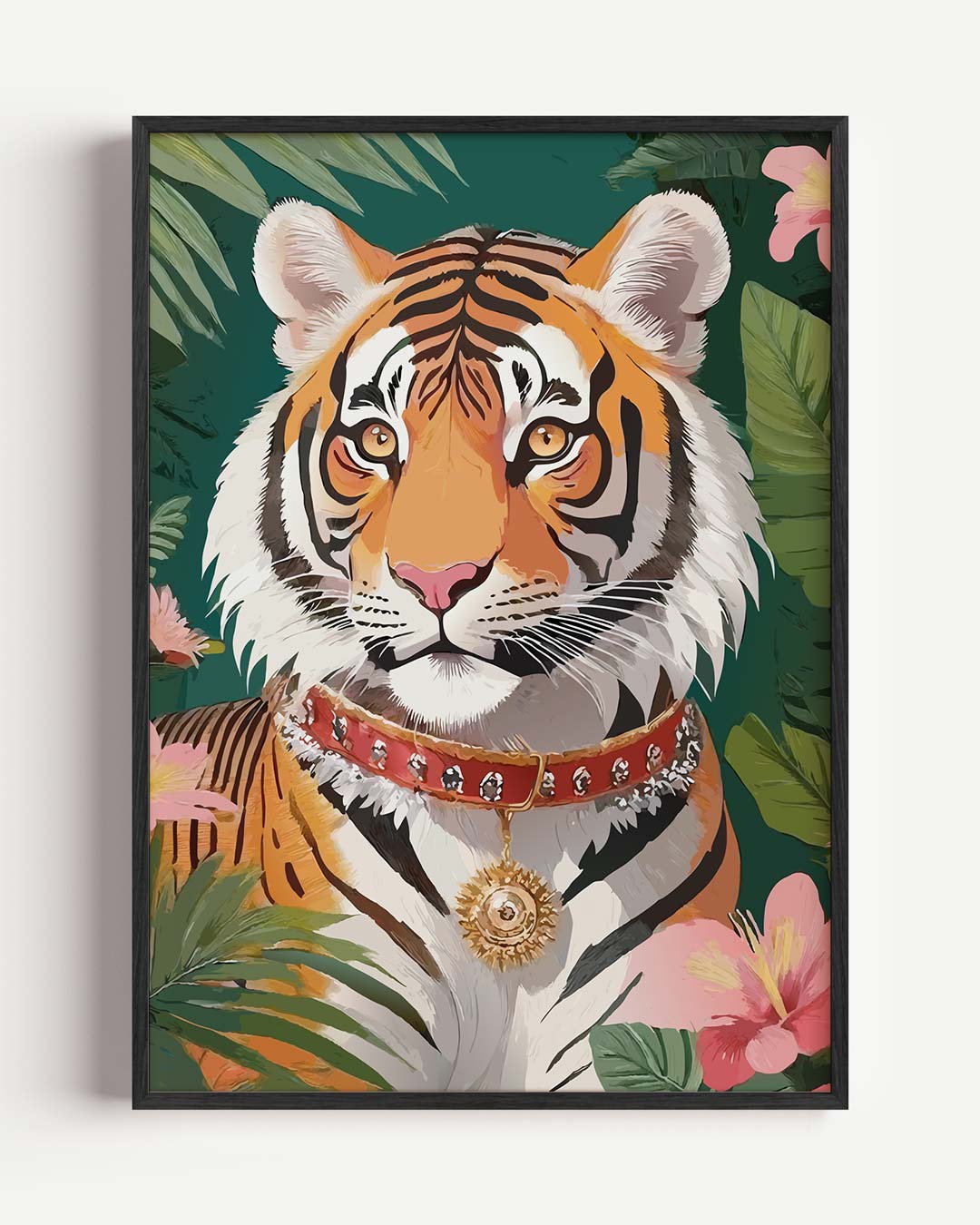 Elegante Tijger in Tropisch Paradijs – dieren portret poster als wanddecoratie