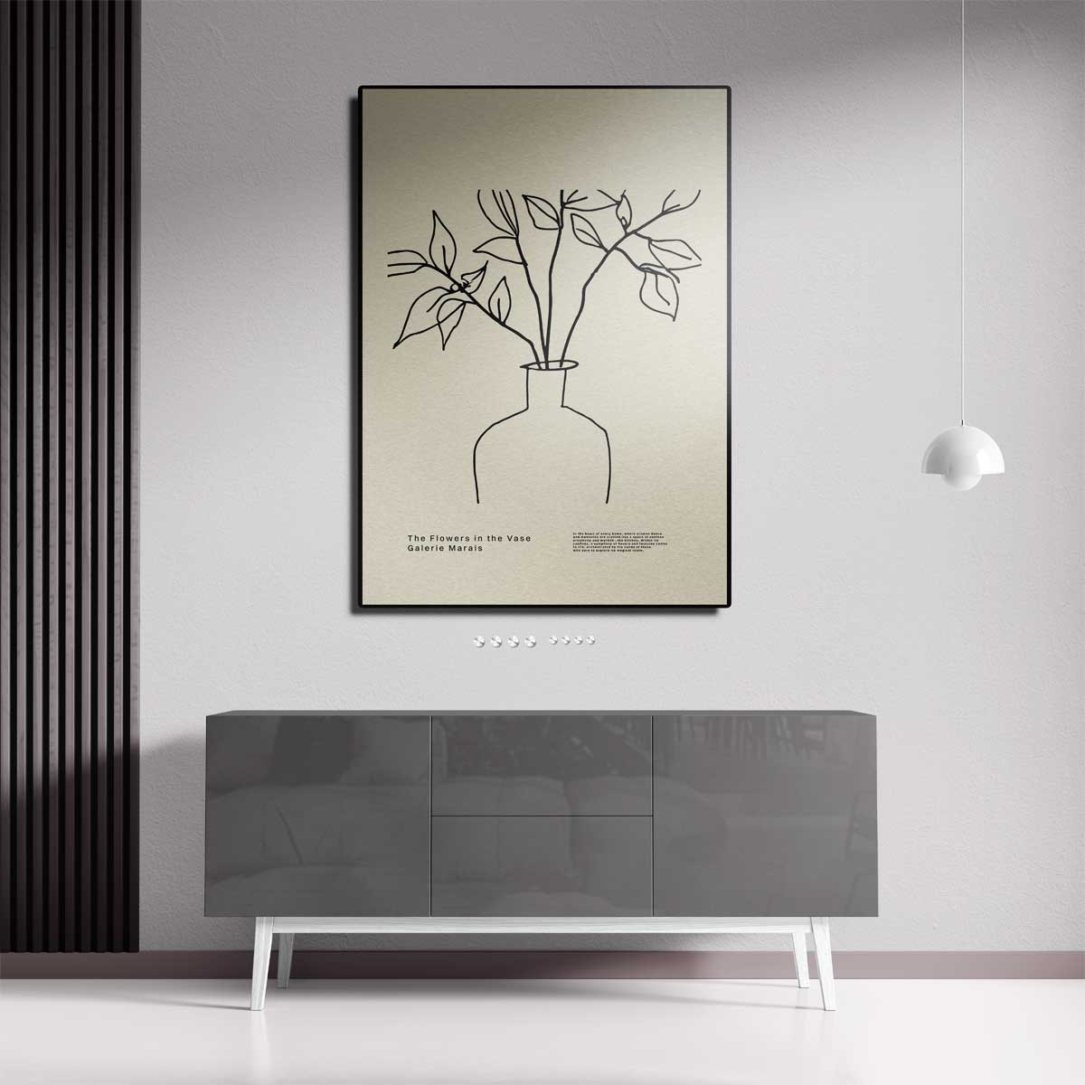 Elegante Lijnen Bloemenvaas – staande wandkunst voor woonkamer of interieur