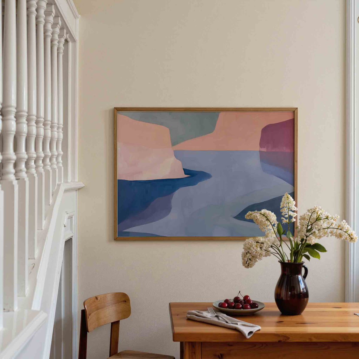 Abstracte landschapsvormen – liggende illustratie poster als wanddecoratie