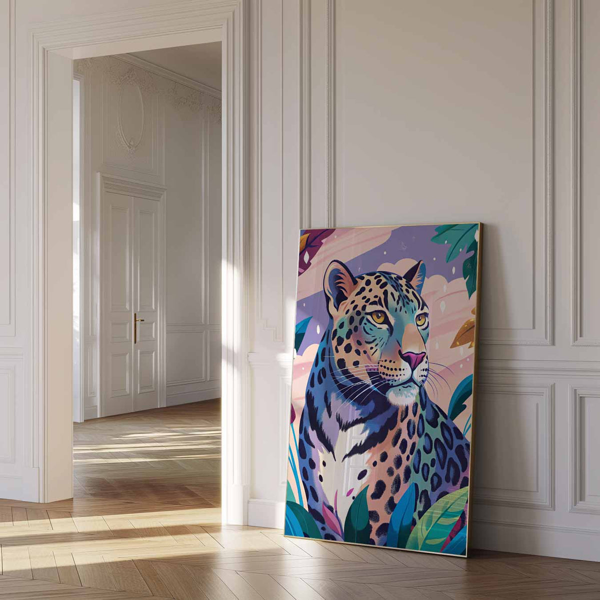 Elegante Luipaard Jungle – dierenposter als moderne staande wanddecoratie