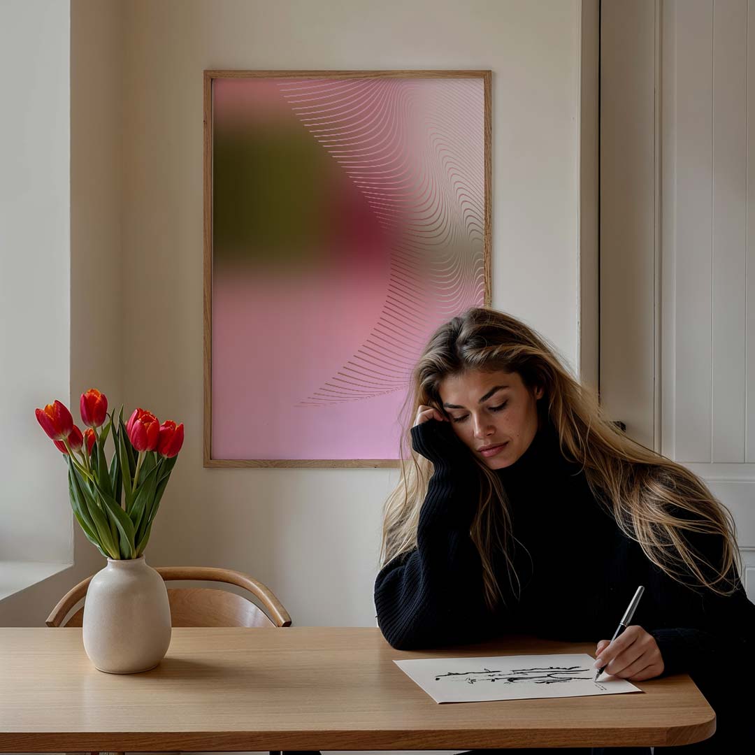 Dromerige Pastel Golven – staande muurposter met kleurrijke abstracte vormen