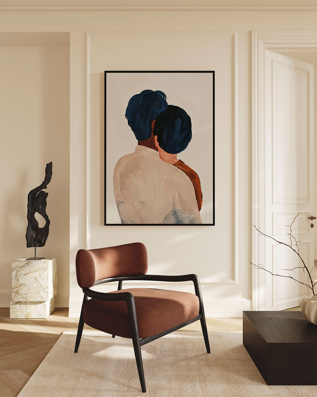 Intieme omhelzing – staand wanddecoratie kunstwerk