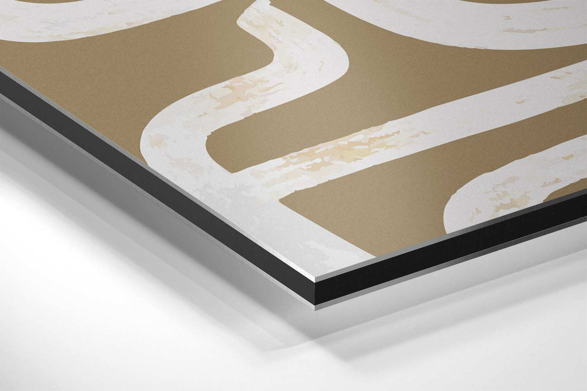 Abstract Labyrint Bruin – canvas kunstwerk als wanddecoratie