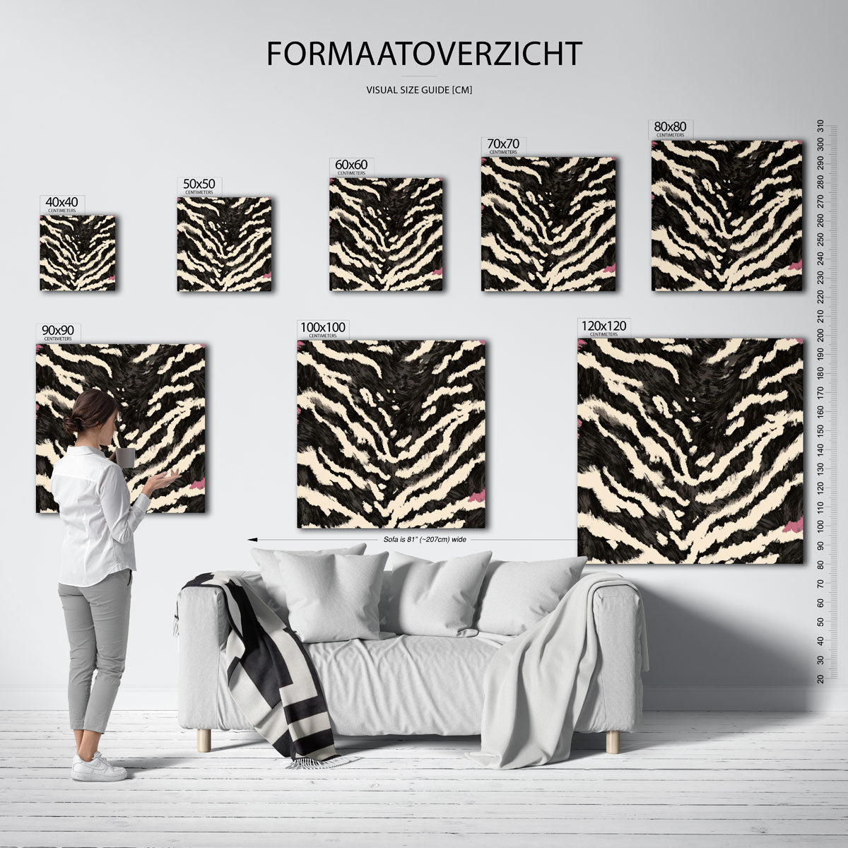 Zebra patroon – vierkante muurposter met jungle thema
