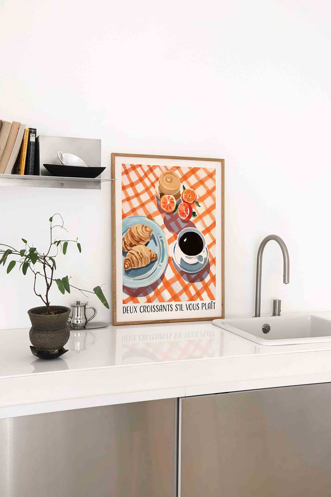 Ontbijt met croissants – staande keuken wanddecoratie van WallArtistic