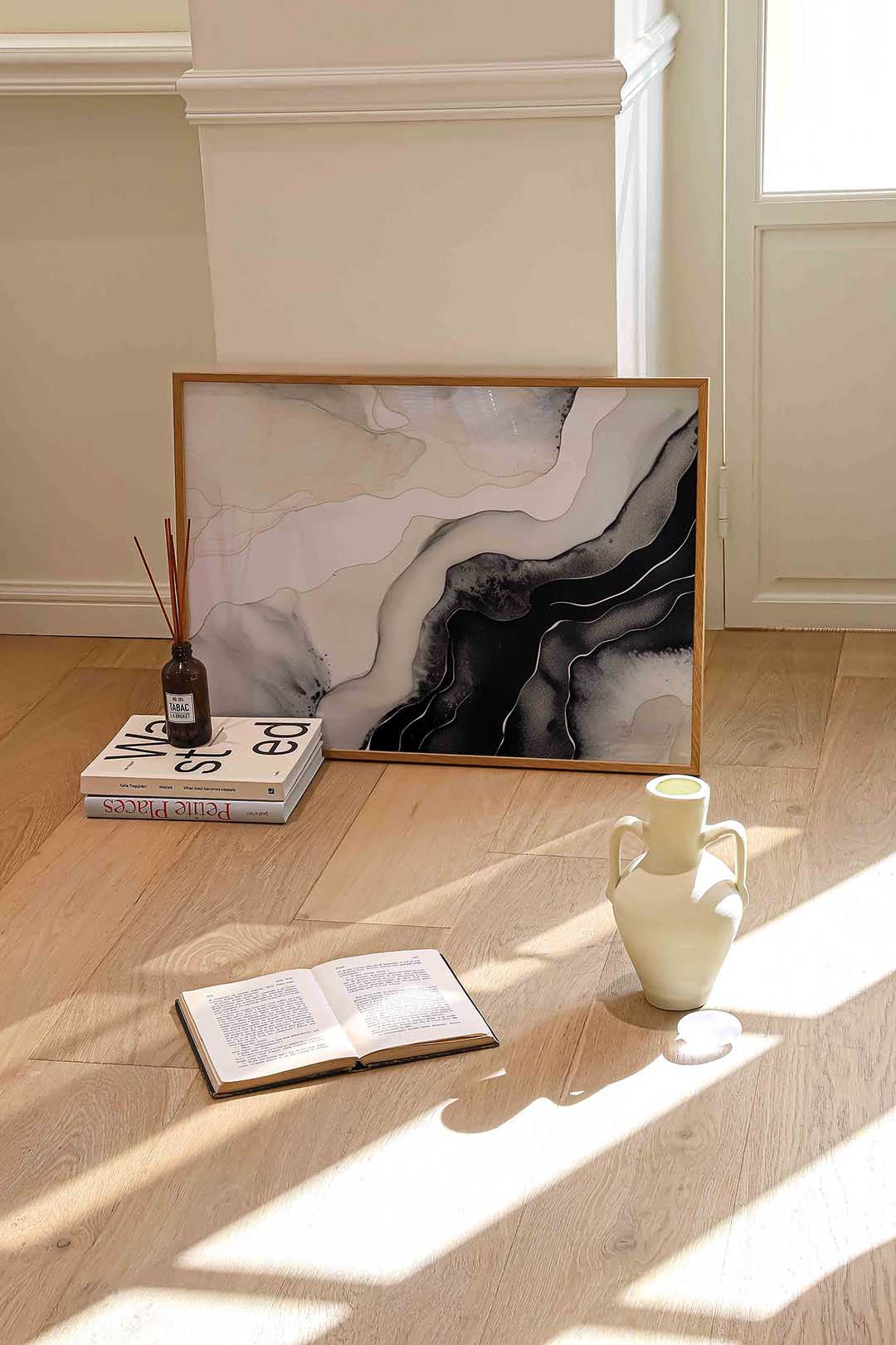 Abstracte lijnen en vormen – liggende abstracte wanddecoratie van WallArtistic