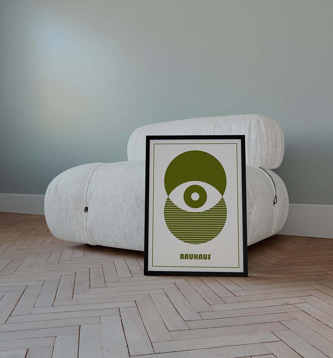 Cirkel en strepen – geometrische poster in Bauhaus-stijl van WallArtistic