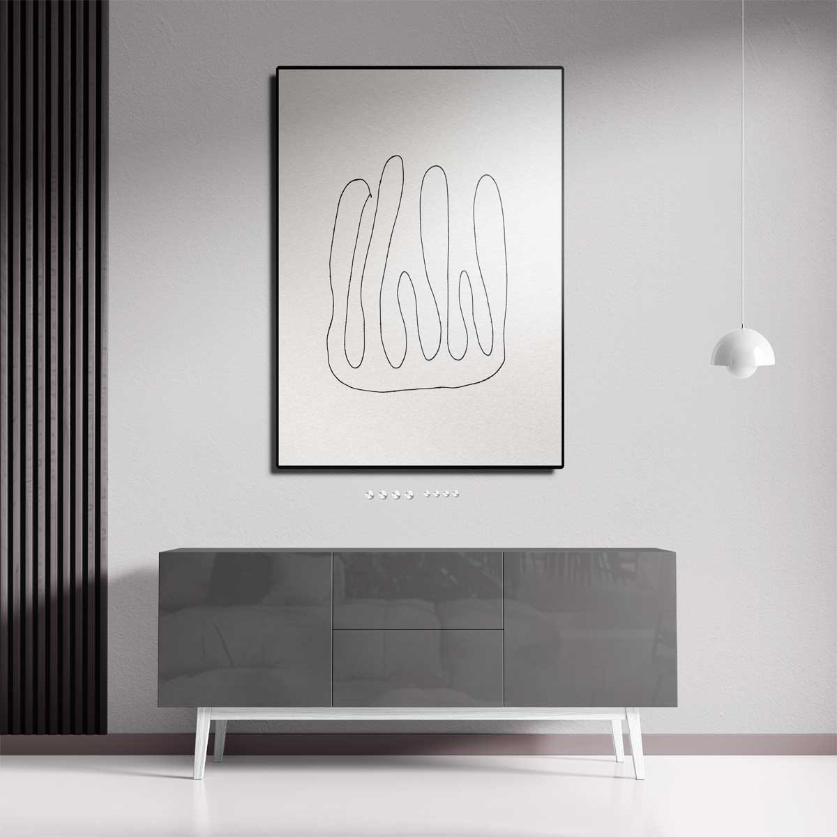 Organische Lijntekening – dibond kunstwerk als wanddecoratie