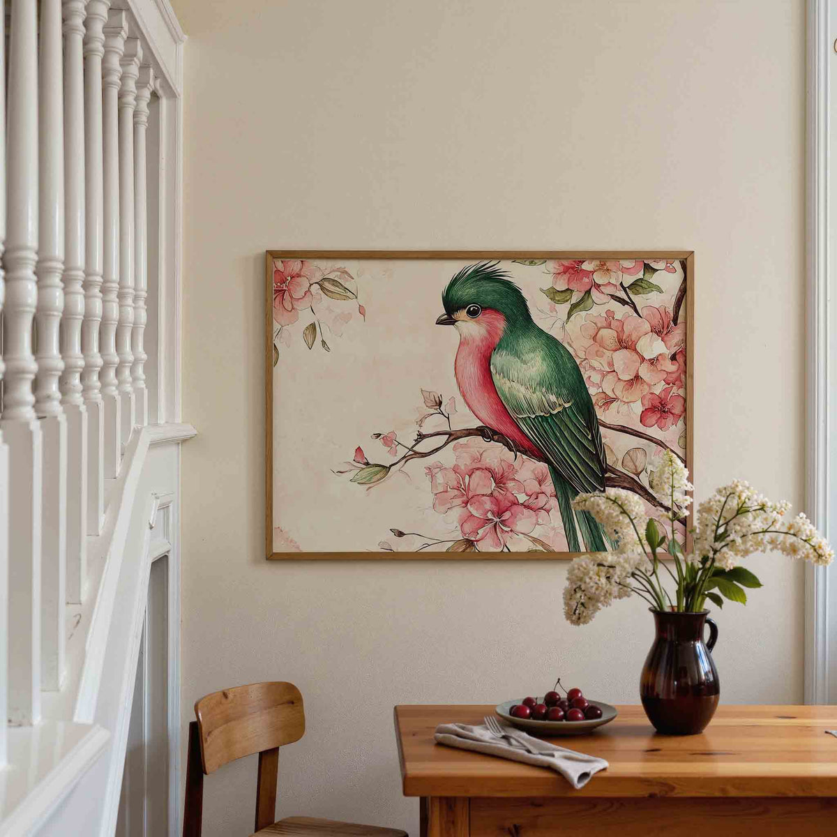 Vogel en bloemen – dieren poster in liggend formaat