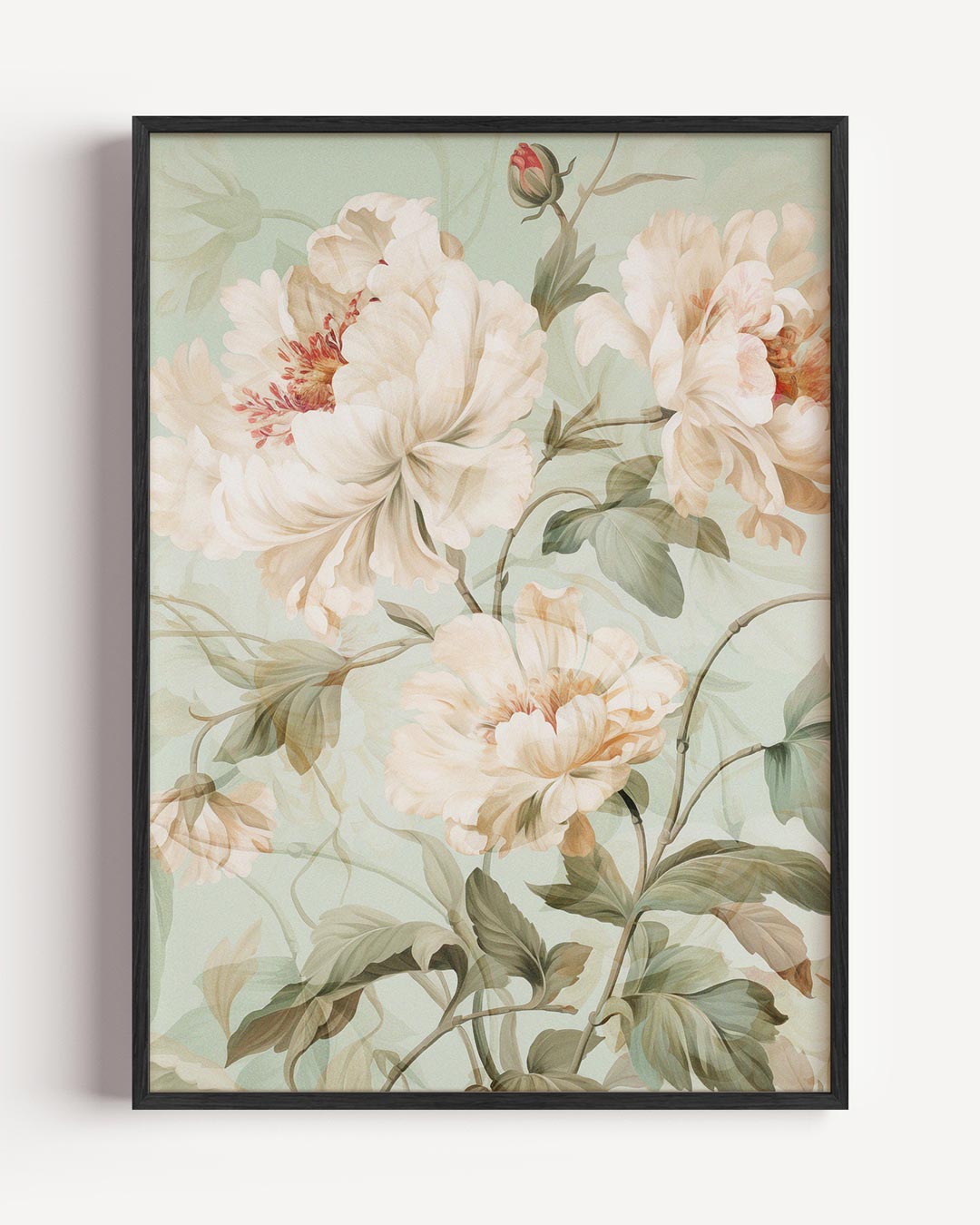 Romantische pioenrozen – bloemen portret poster als wanddecoratie