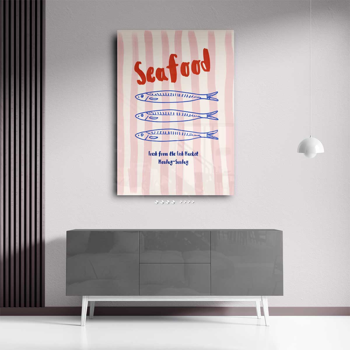 Seafood Marktplaats Poster – plexiglas wanddecoratie in portret formaat
