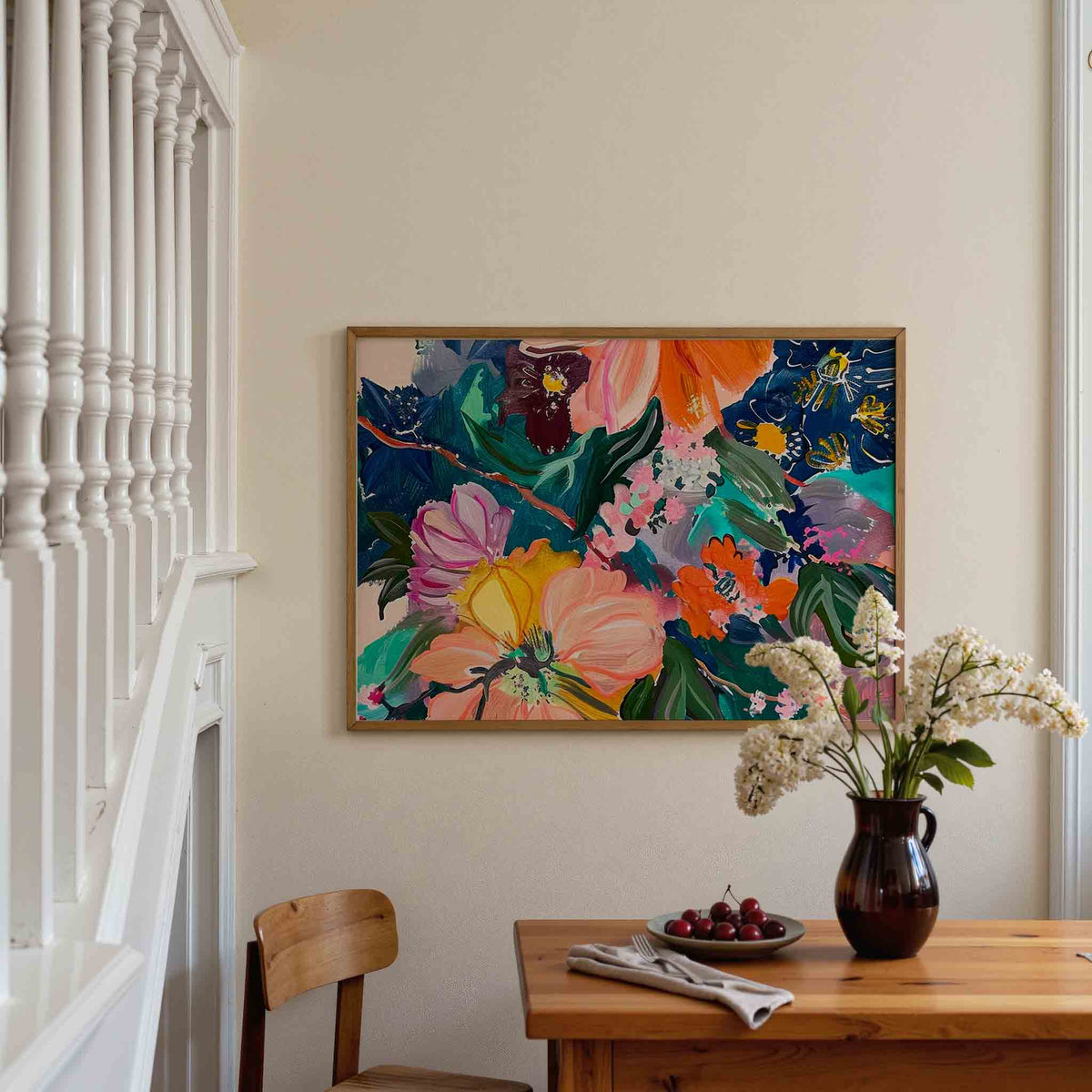 Bloemenexplosie – botanische poster in liggend formaat