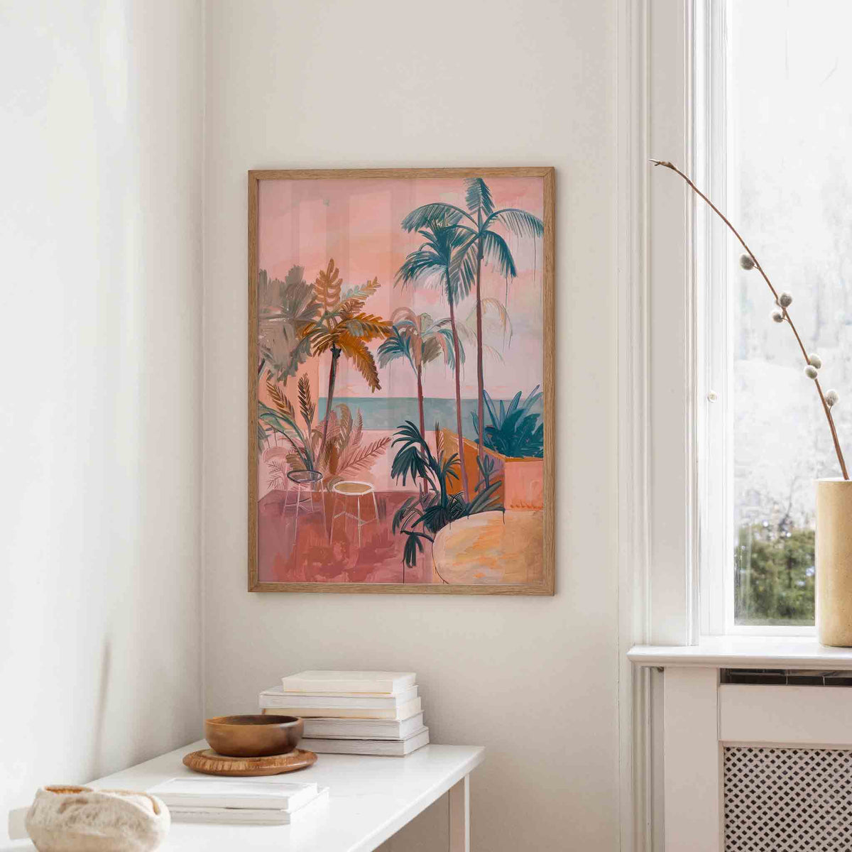 Palmbomen en zee – staande design wanddecoratie van WallArtistic