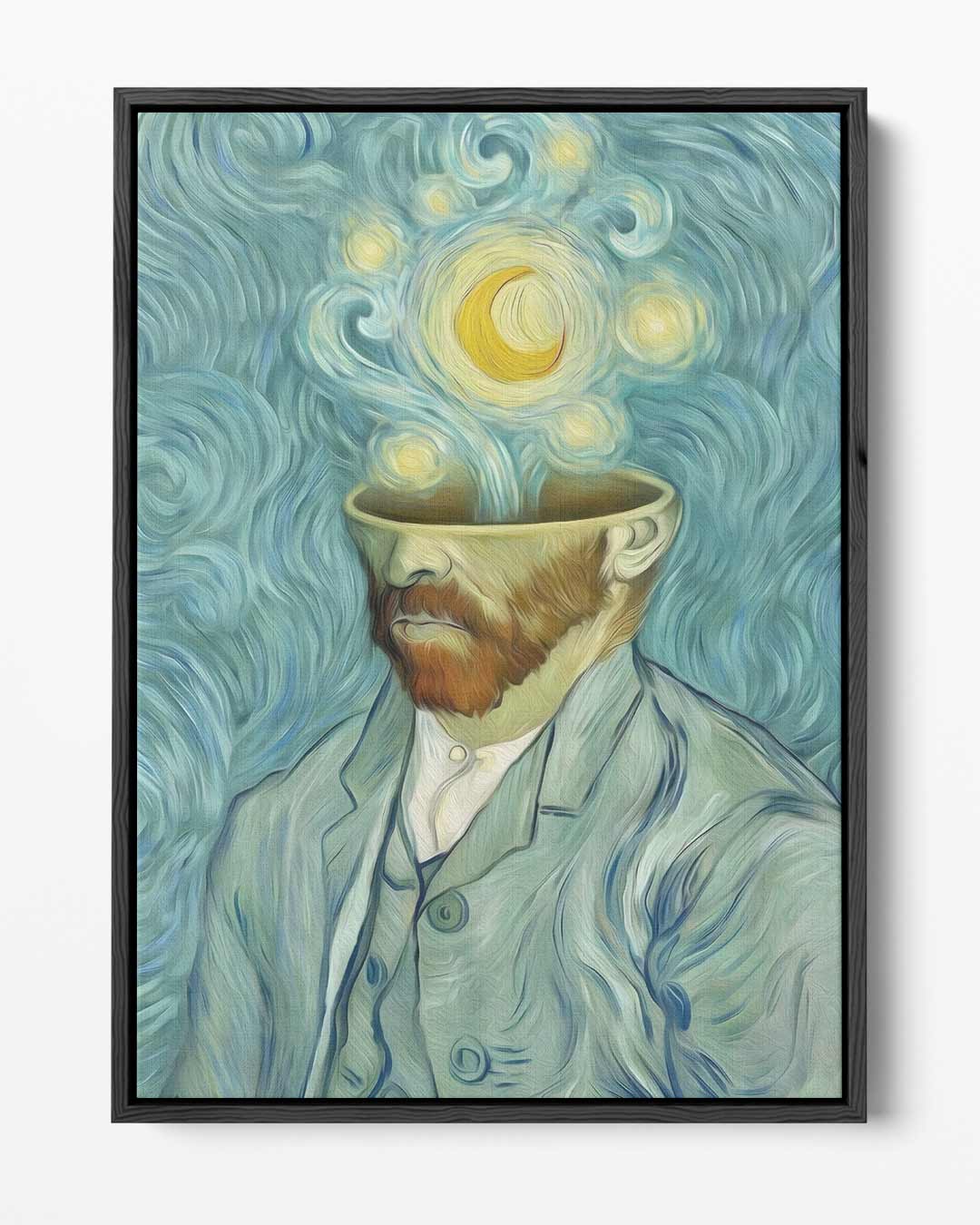 Surrealistische Sterrennacht Portret – portret kunstwerk als wanddecoratie