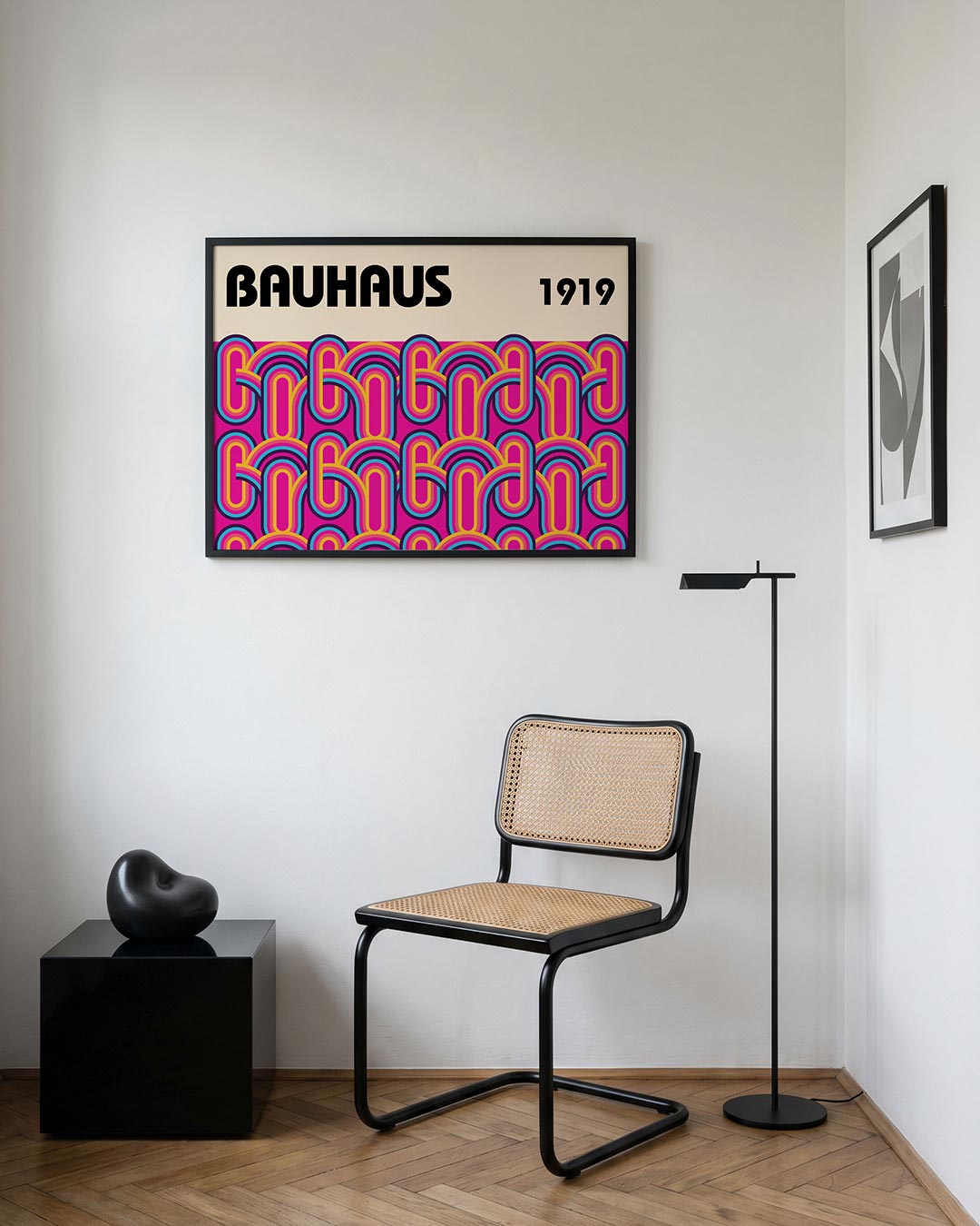 Kleurrijke vormritme – geometrische Bauhaus poster in liggend formaat