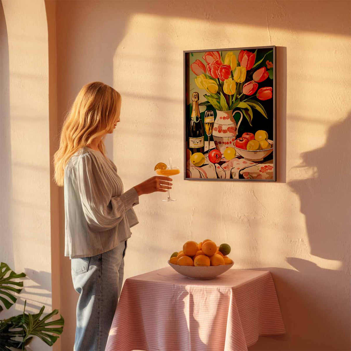Bloemen en Bubbels – keuken poster als sfeervolle staande wanddecoratie