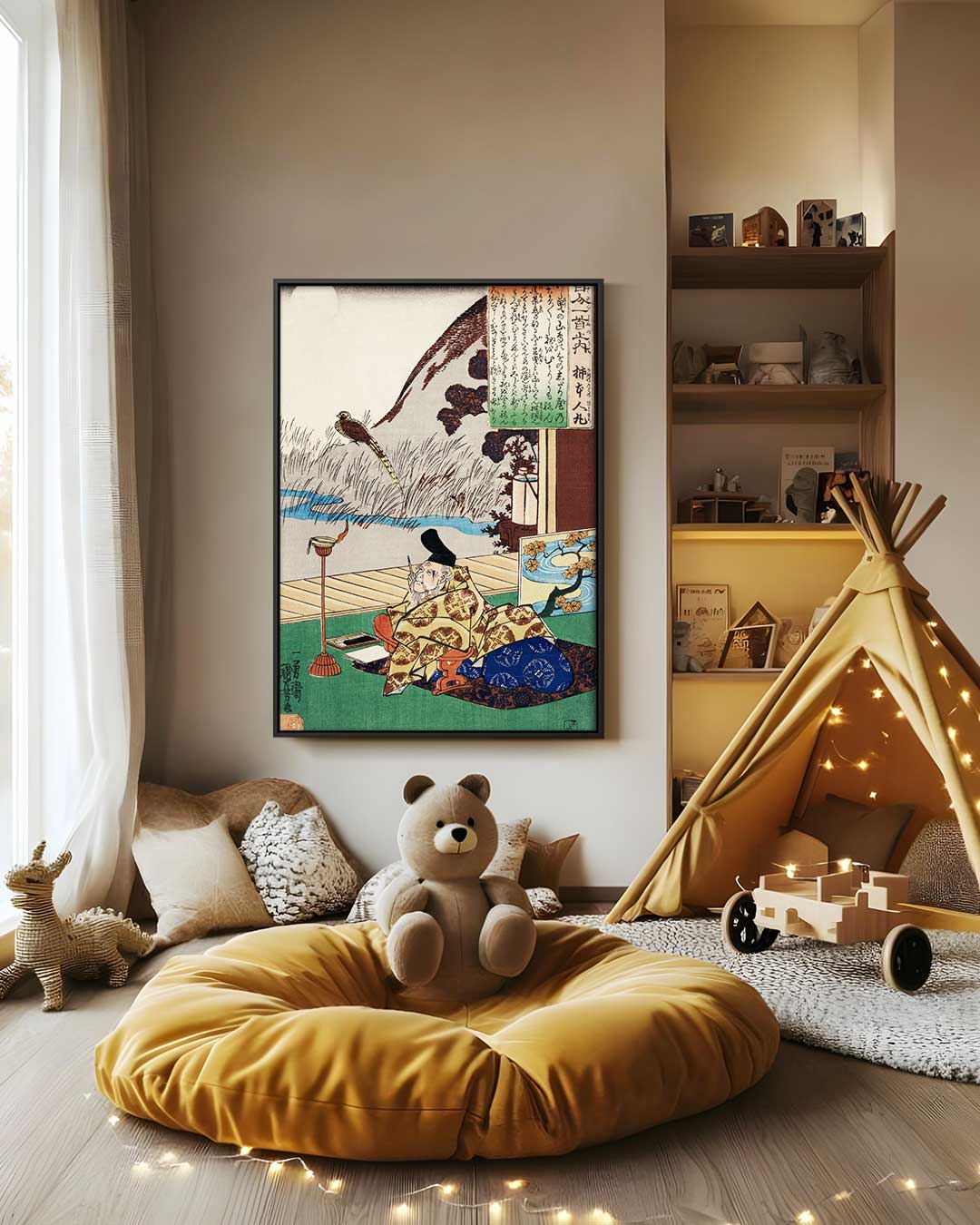 Dromerige Avond in Japanse Tuin – staand kunstwerk voor modern interieur