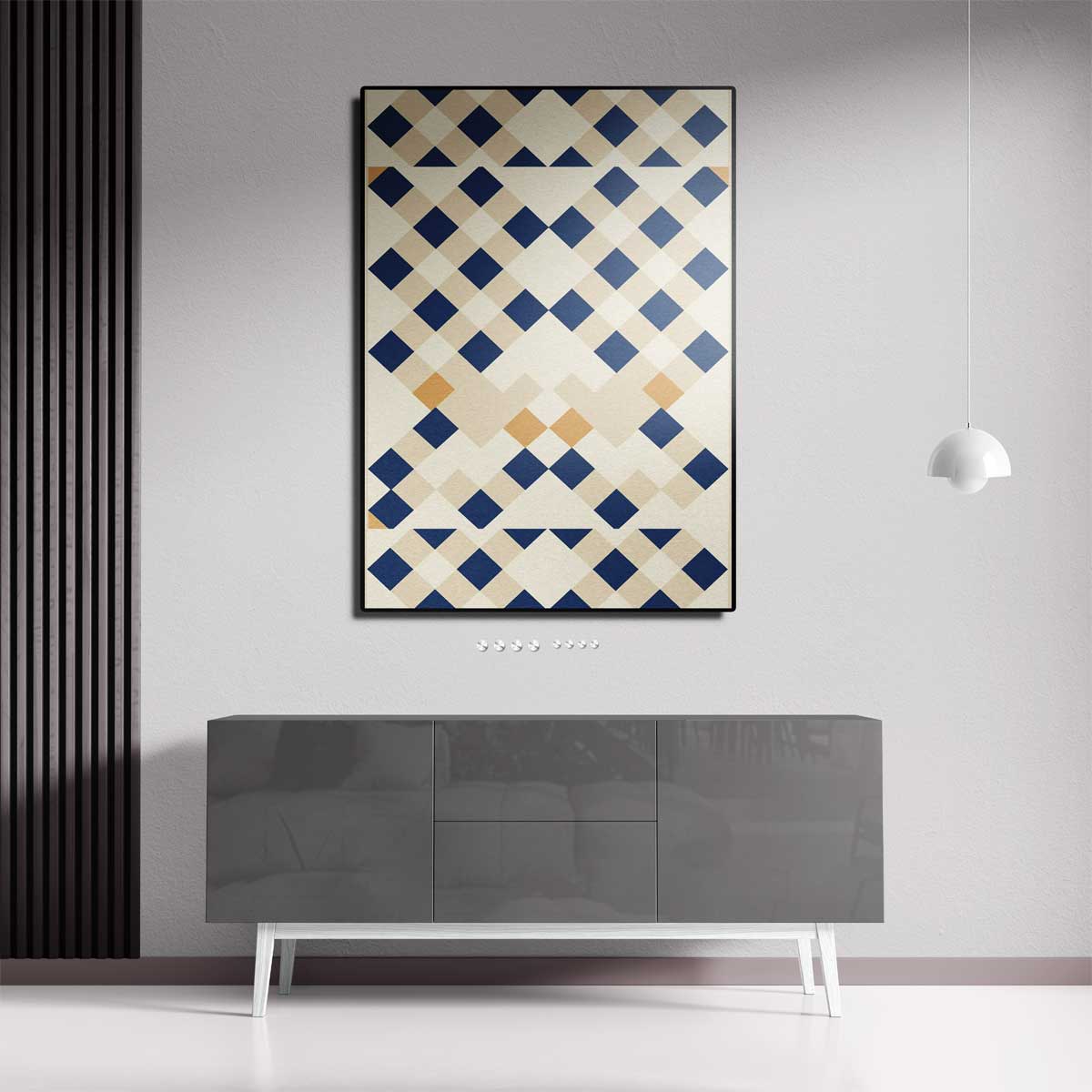 Geometrische Patronen Mozaïek – canvas kunstwerk als wanddecoratie