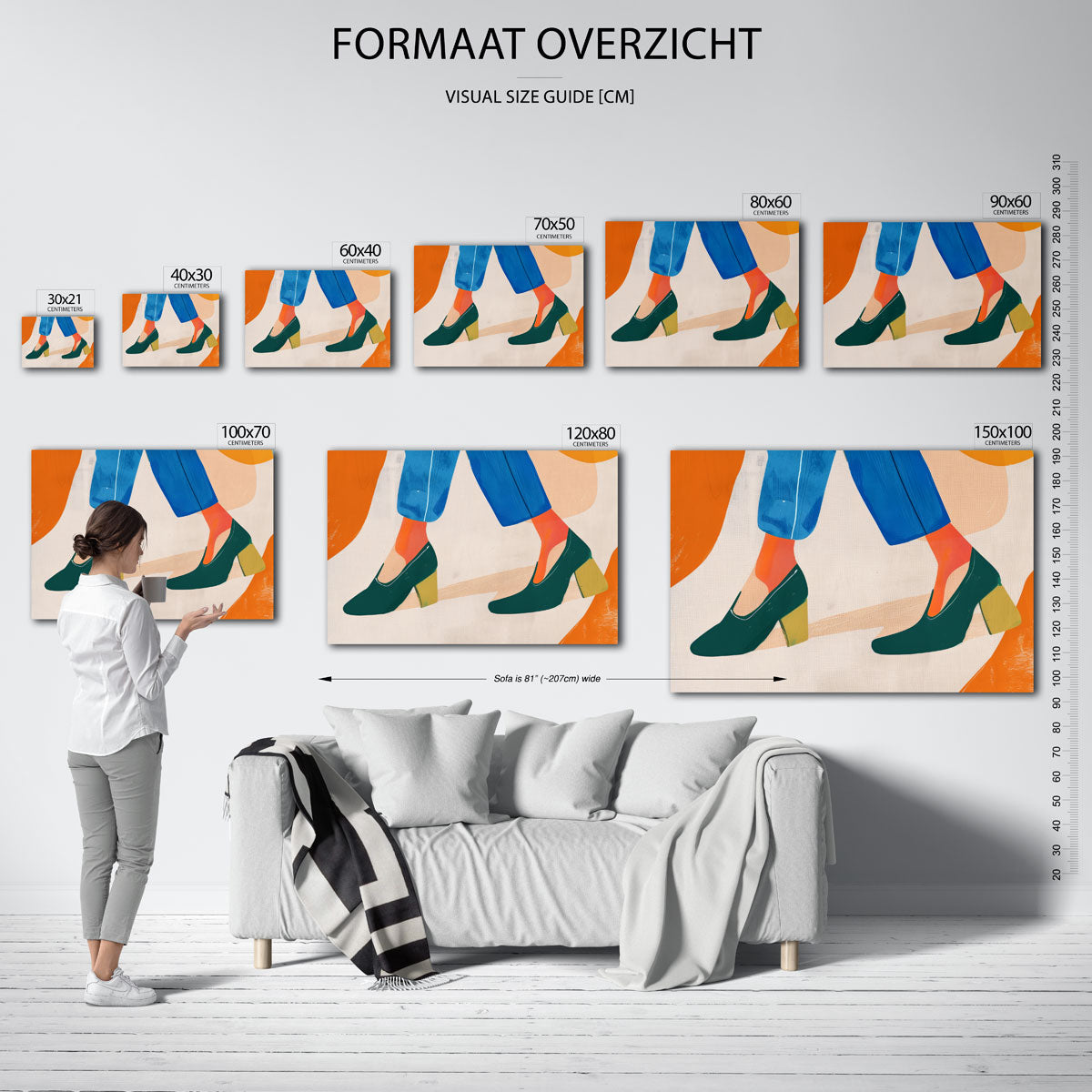 Schoenen en broek – landscape muurposter met eigentijdse illustratie