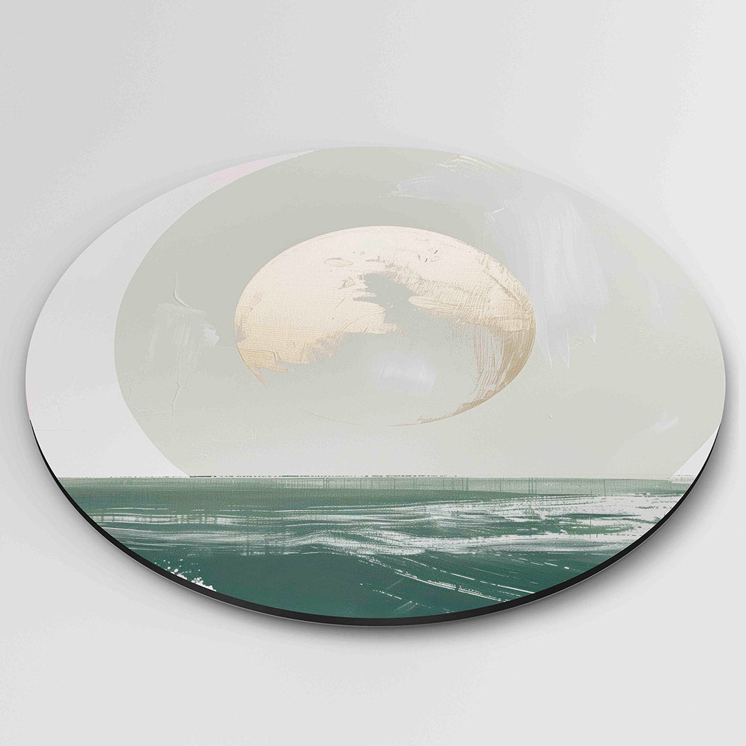 Maan en zee – moderne ronde wanddecoratie van WallArtistic