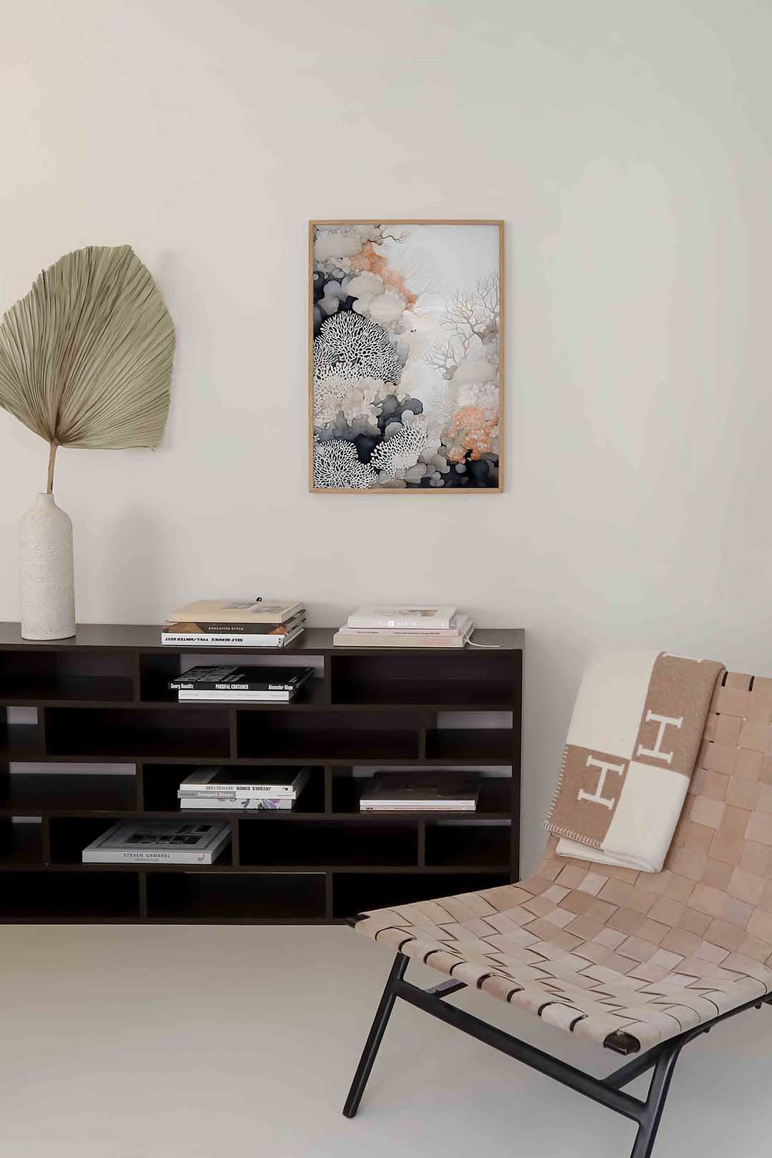 Koraalstructuren – zachte abstracte poster in staand formaat