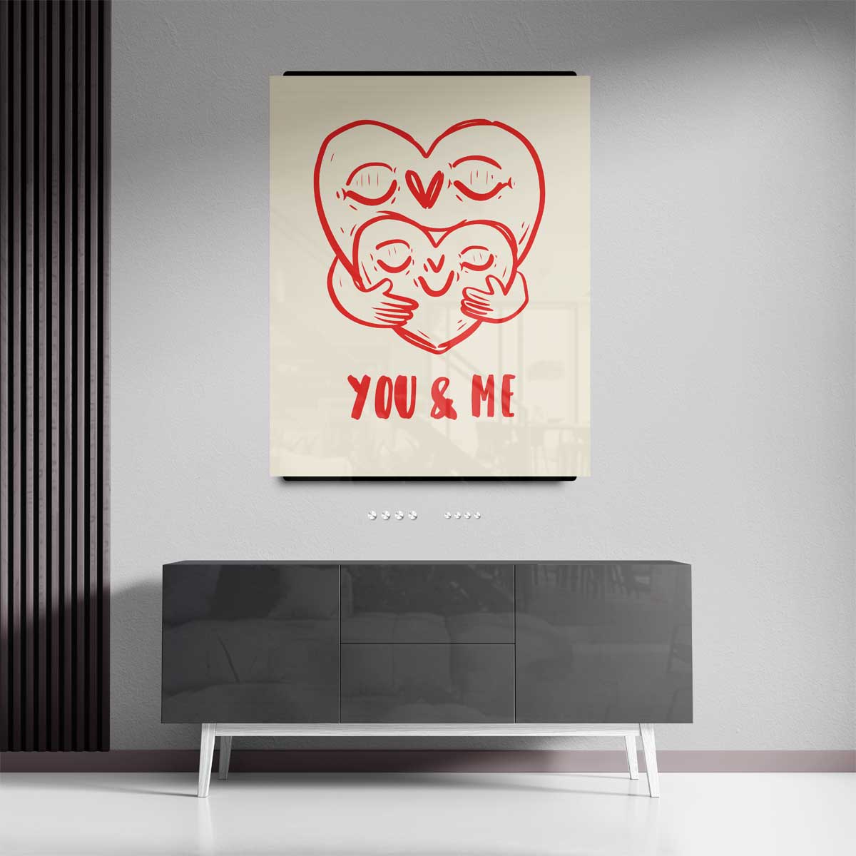 You & Me Knuffelharten – canvas kunstwerk als wanddecoratie