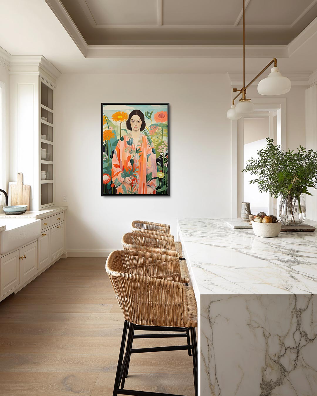 Vrouw in bloemen – staand wanddecoratie kunstwerk