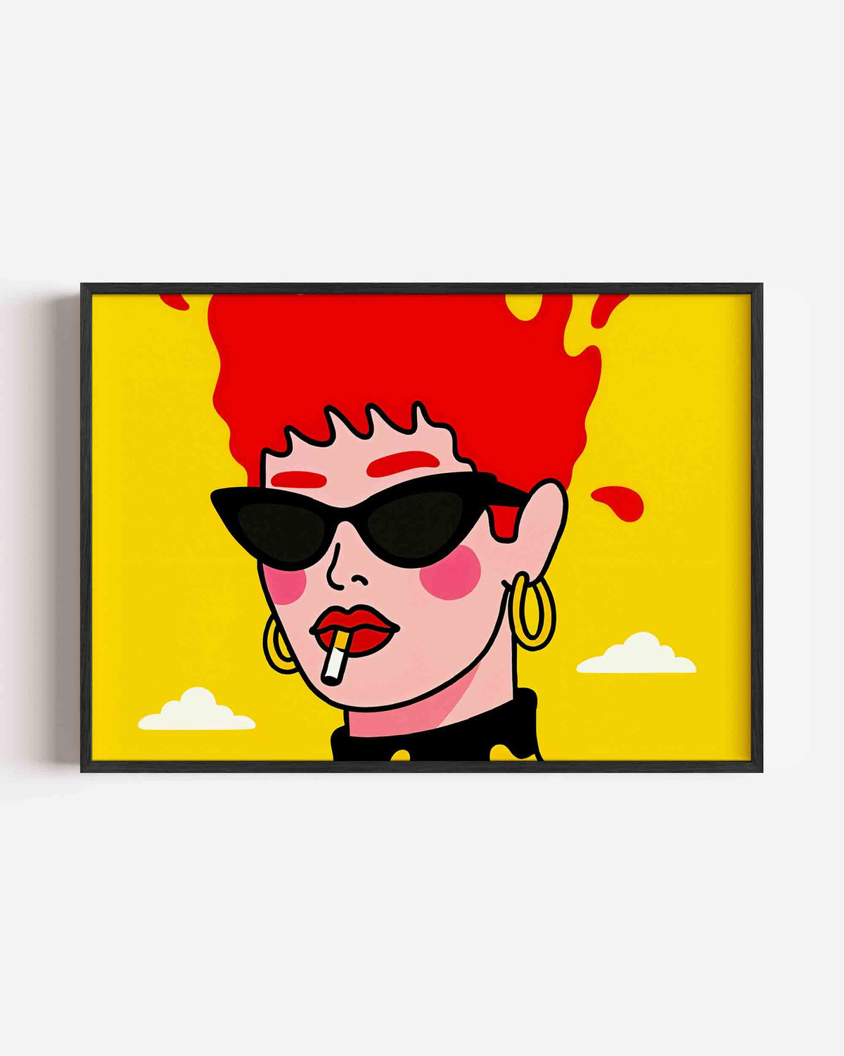 Vrouw met zonnebril – moderne landscape poster als wanddecoratie