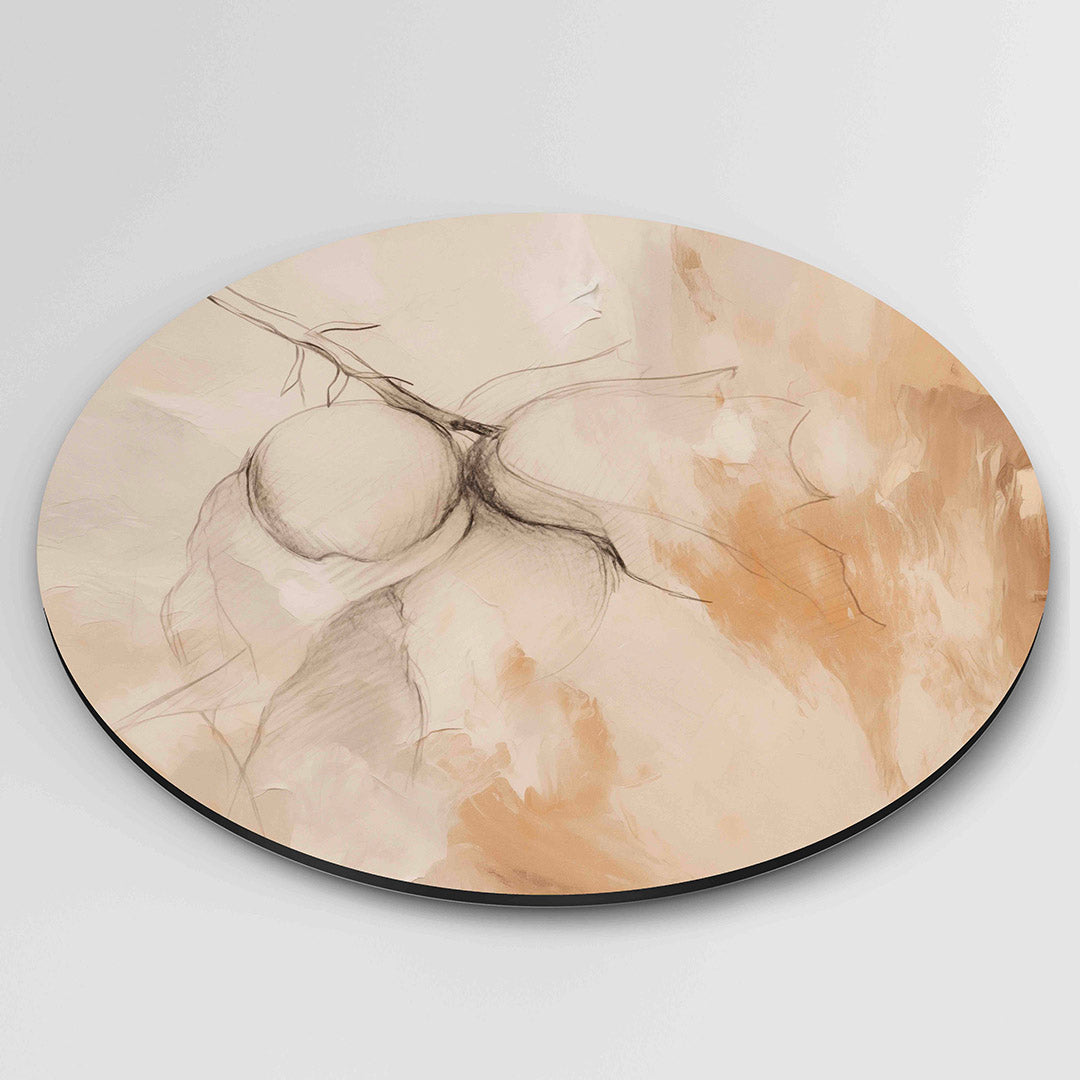 Takken en bladeren – ronde wanddecoratie met abstract ontwerp