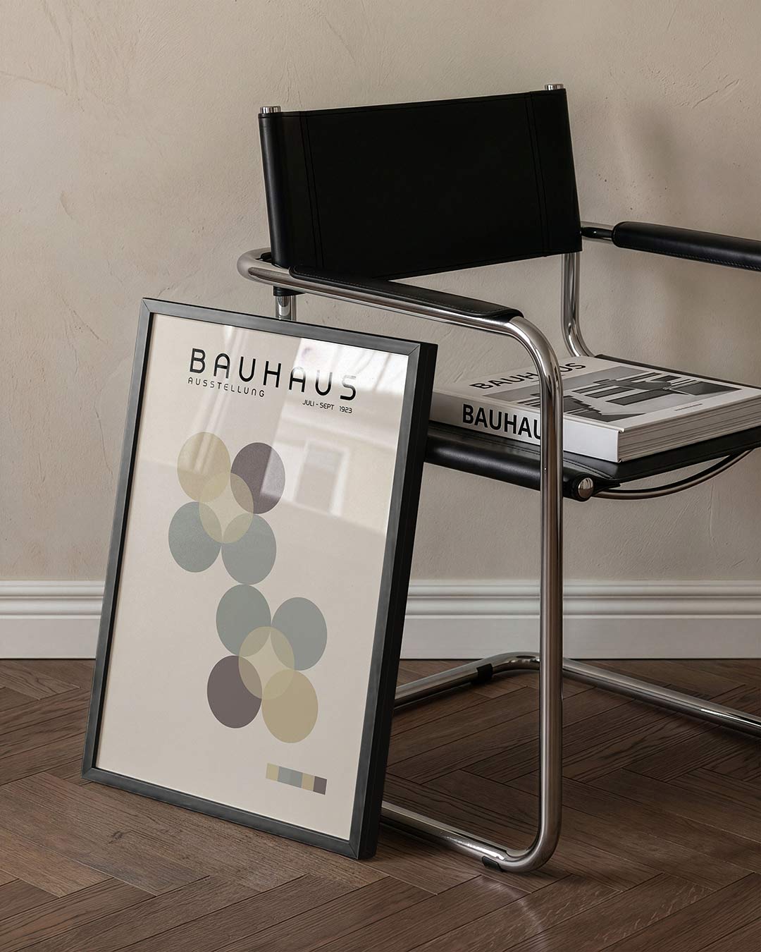Vormritme cirkelpatroon – staande Bauhaus poster voor aan de muur