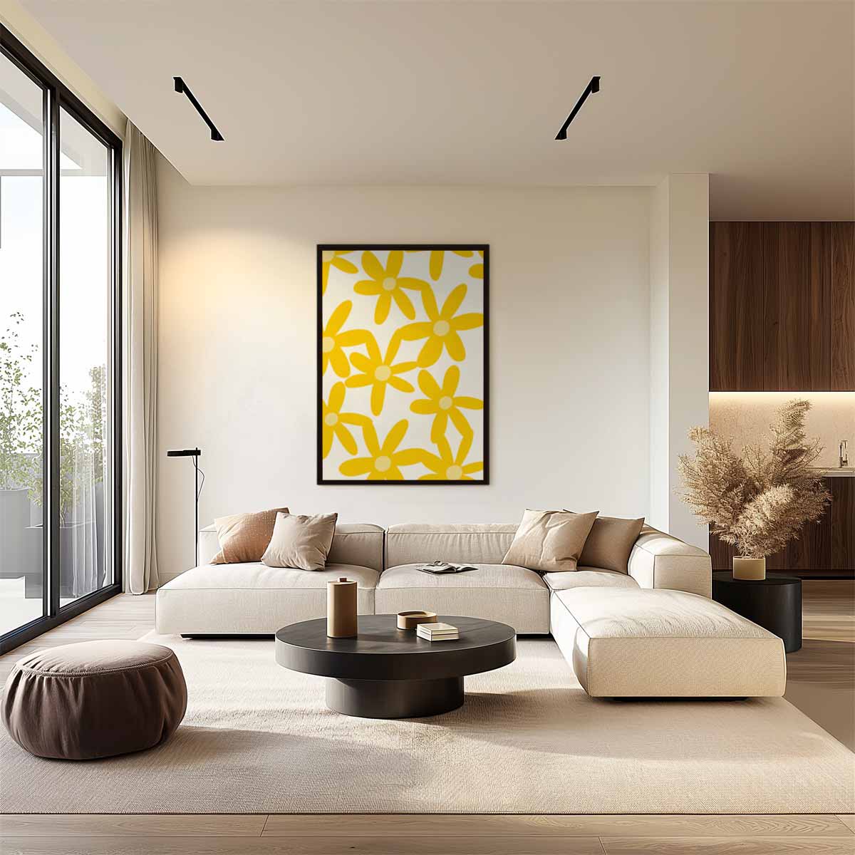Stralende Gele Bloemenpracht – staand kunstwerk voor modern interieur