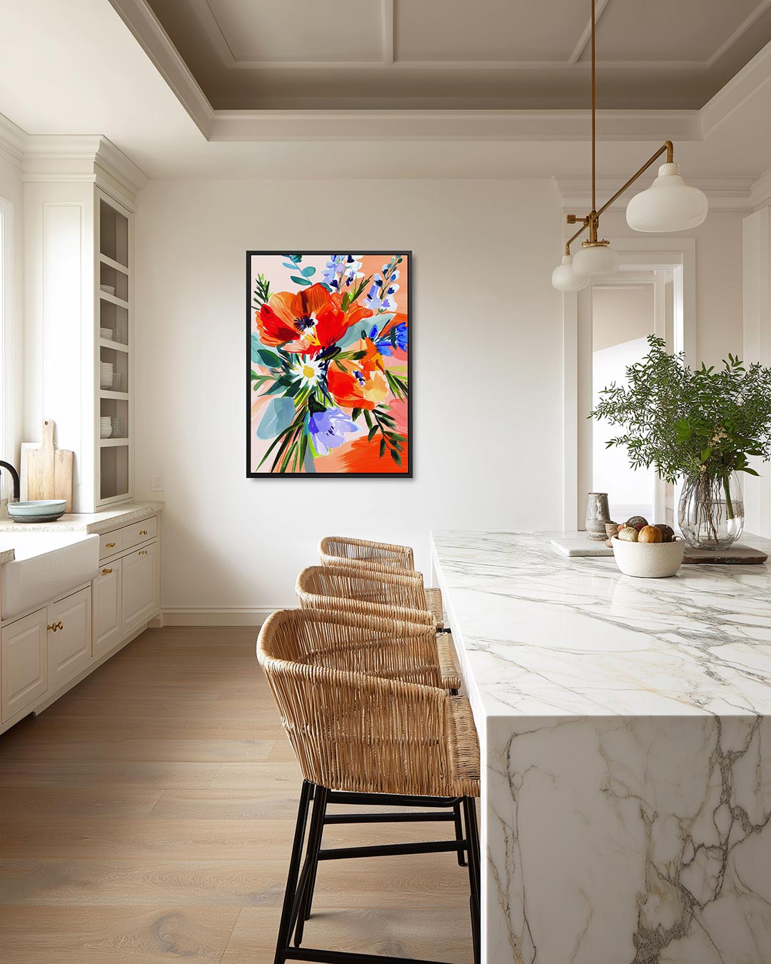 Vrolijke bloemencompositie – staand wanddecoratie kunstwerk