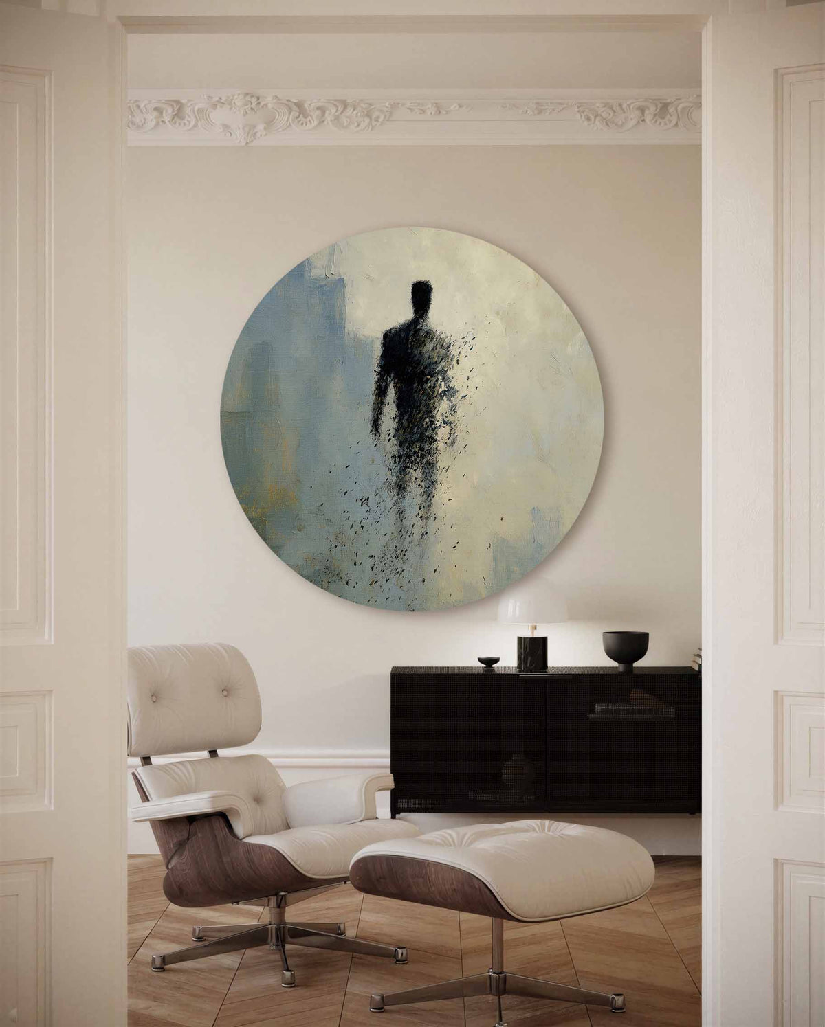 Vervagende figuur – portret muurcirkel als ronde muurdecoratie