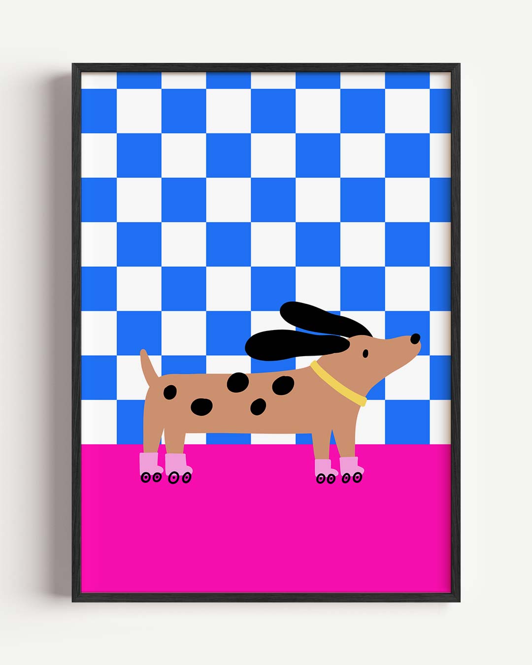 Trendy Dashond op Skates – kids portret poster als wanddecoratie
