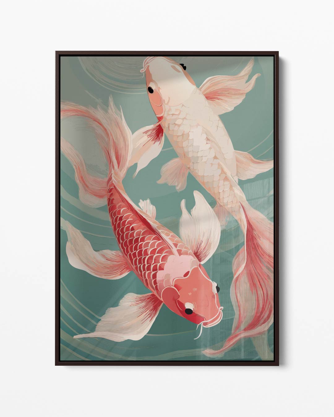 Dansende Koi Vissen – portret kunstwerk als wanddecoratie