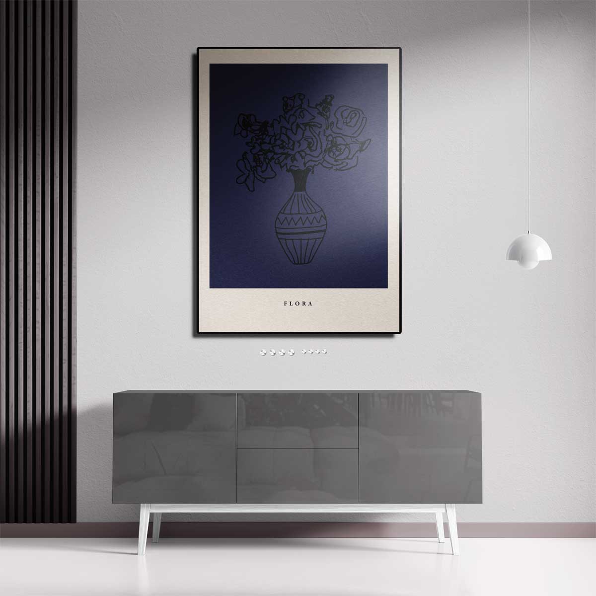 Abstracte Bloemenvaas Kunstposter – canvas kunstwerk als wanddecoratie
