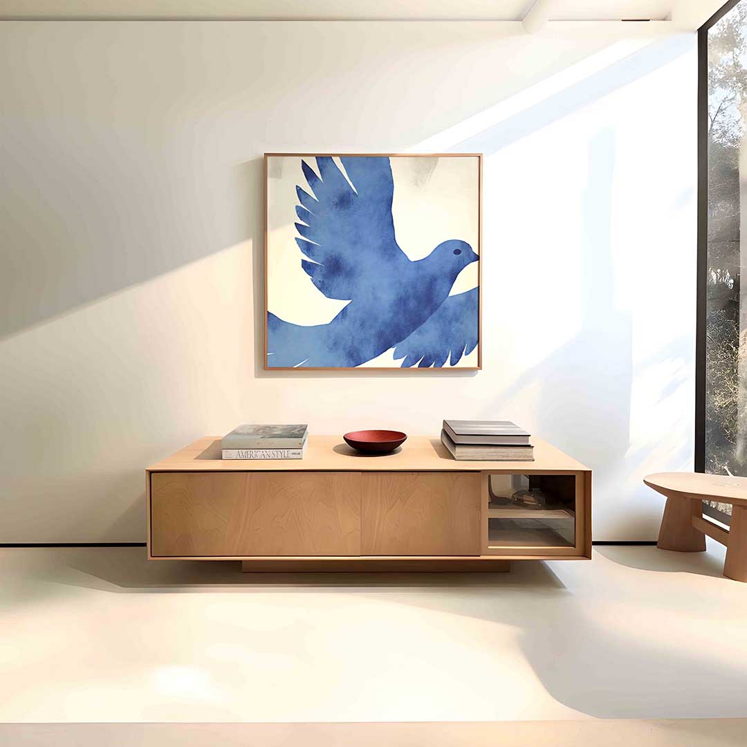 Vogel in vlucht – vierkante dieren wanddecoratie van WallArtistic