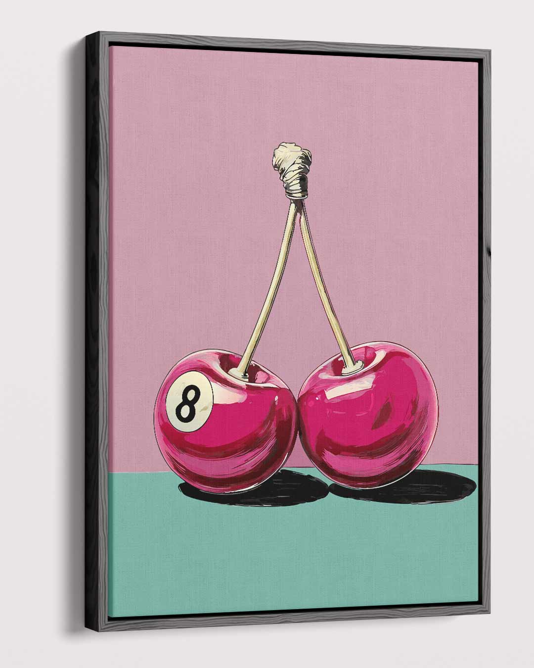 Cherries & 8 Ball – dibond kunstwerk als wanddecoratie
