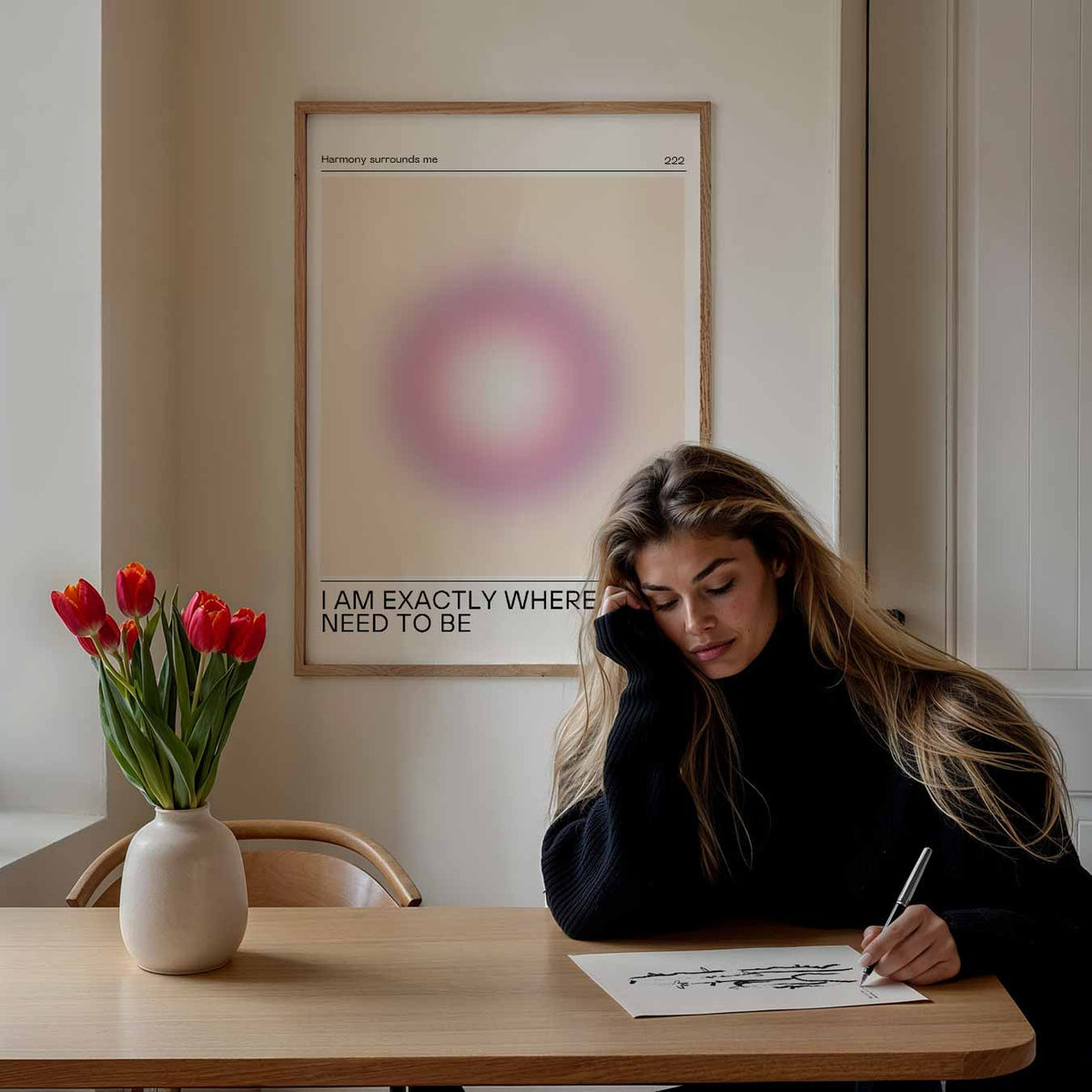 Inspirerende Roze Mandala – mindful poster als rustige wanddecoratie