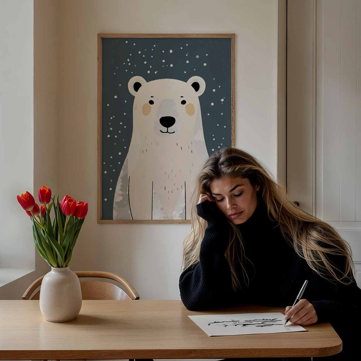Schattige IJsbeer – staande muurposter voor de kinderkamer