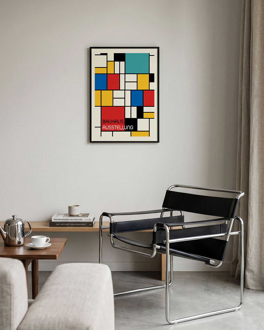 Vorm en kleurvlakken – geometrische Bauhaus poster in staand formaat