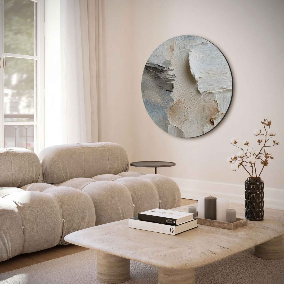 Textuur en lagen – moderne abstracte muurcirkel voor aan de muur