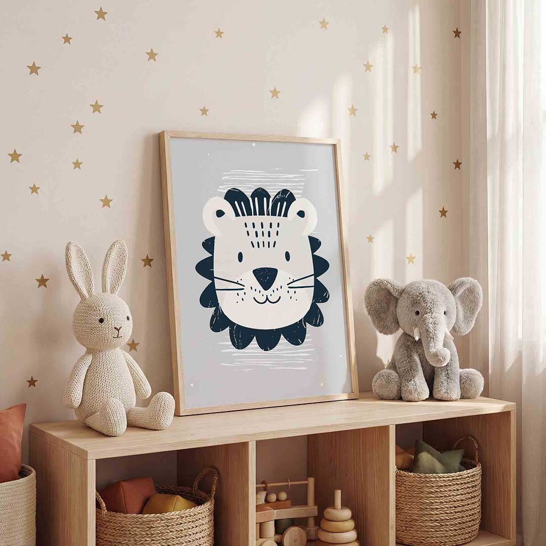Leeuw gezicht – staande kinderkamer wanddecoratie van WallArtistic
