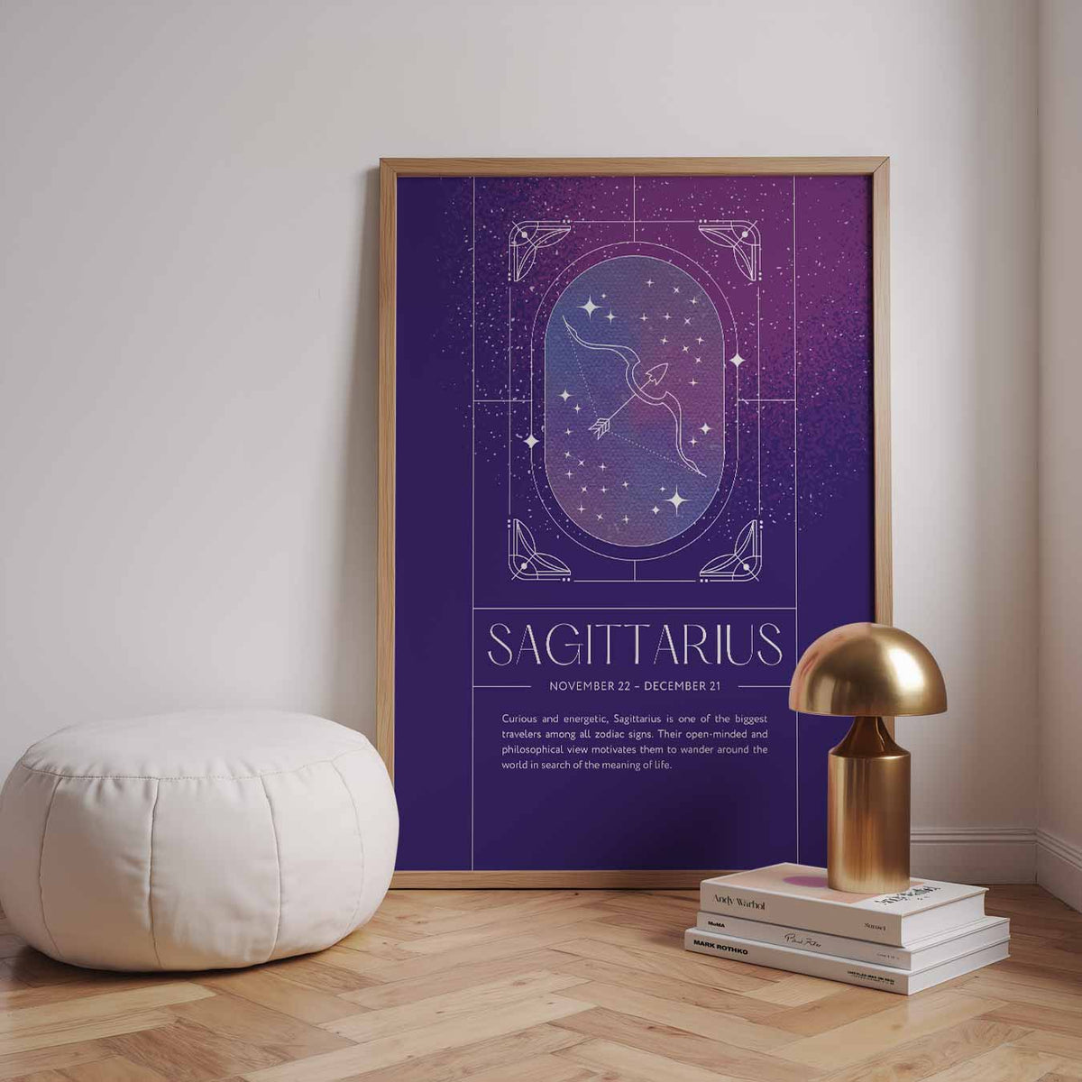 Sagittarius Zodiac – staande muurposter met mindful uitstraling