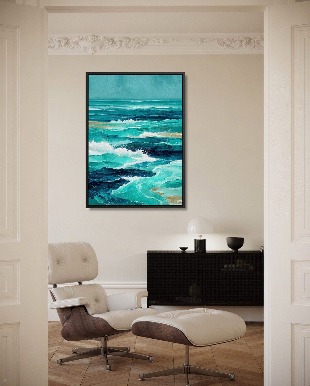 Dynamische zee – staand wanddecoratie kunstwerk