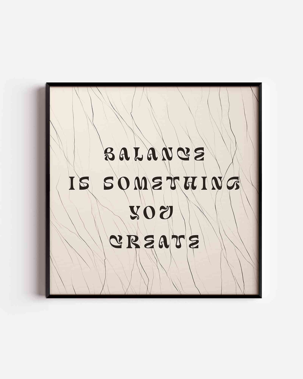 Balance tekst – vierkante poster met kleur en vormen als wanddecoratie