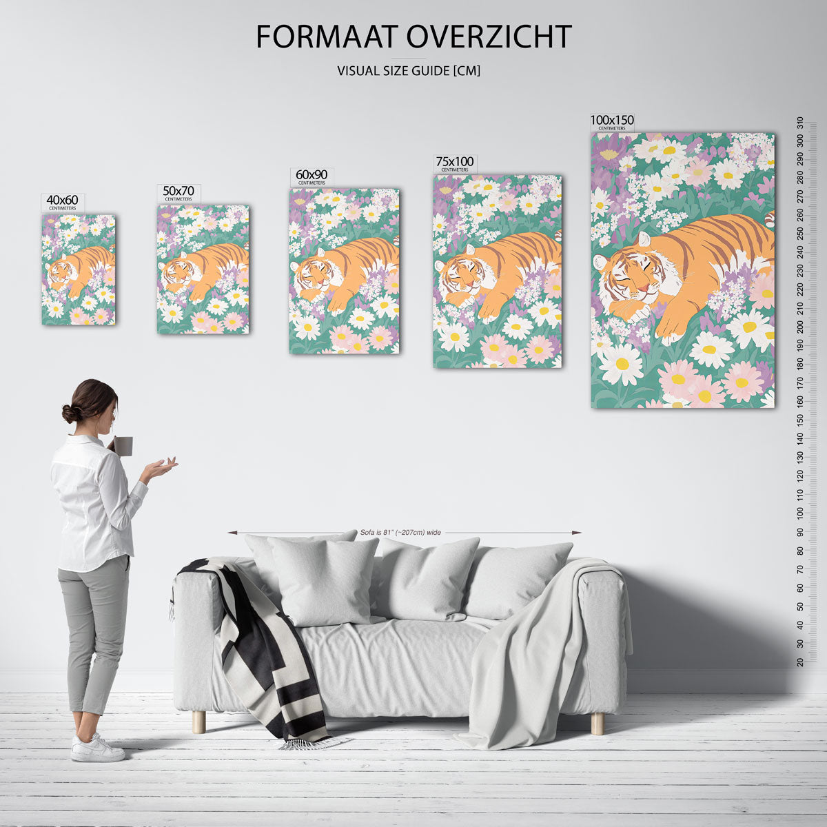 Dromerige tijger – staand wanddecoratie kunstwerk