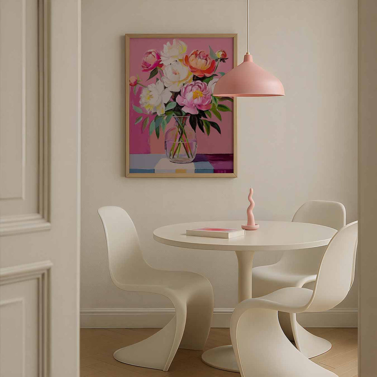 Bloeiend Peonies in Vaas – bloemen poster in staand formaat