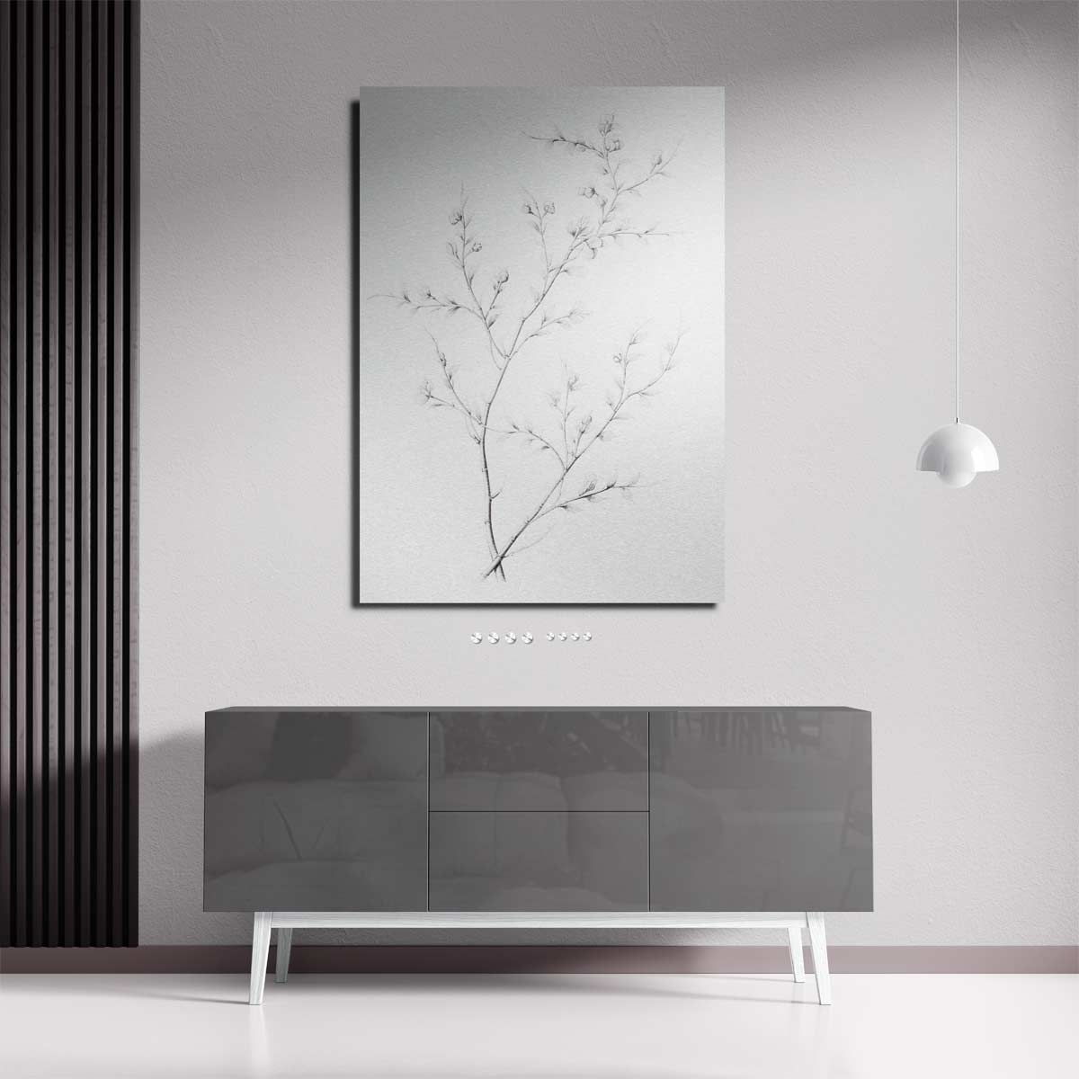 Elegante Potloodschets van Takken – plexiglas wanddecoratie in portret formaat
